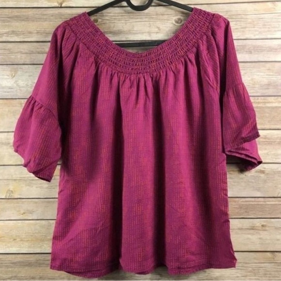 Prana Tops - Prana Off Shoulder Blouse Pink Orange Size S